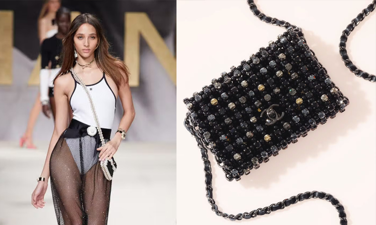 bolsa de miçangas chanel f 22